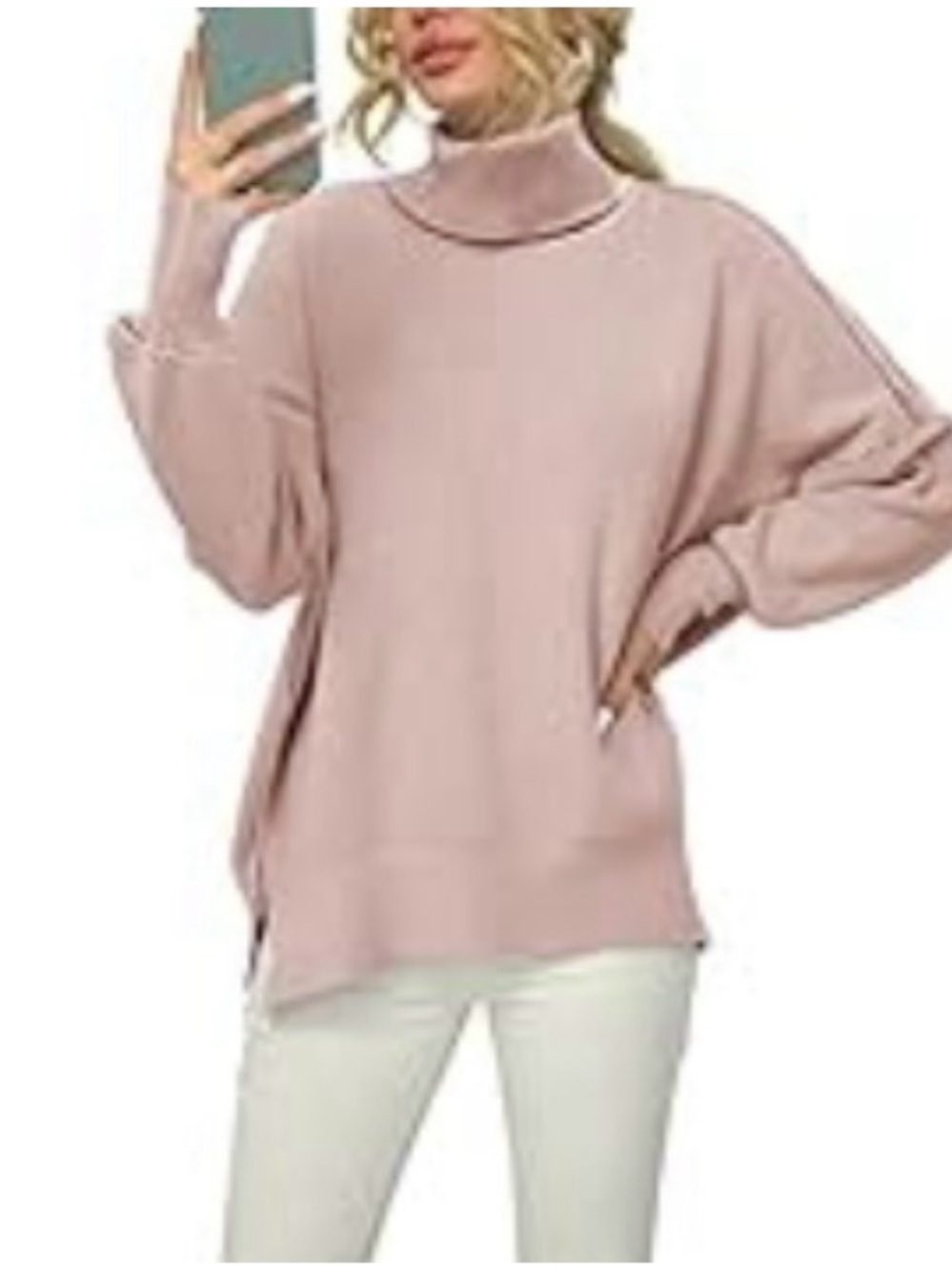 ANRABESS Woman’s Oversized  Turtleneck With Dolman Sleeves